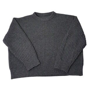 Every Other Thursday Fisherman Sweater Mens L Wool Cashmere Cable Knit Gray EOT